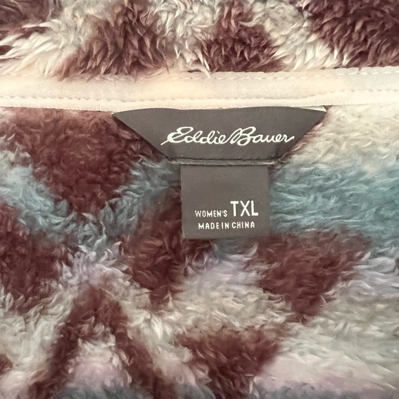 Eddie Bauer 1/4 Zip Sherpa Fleece Women's Large Aztec Southwestern Fuzzy Soft - Picture 5 of 5
